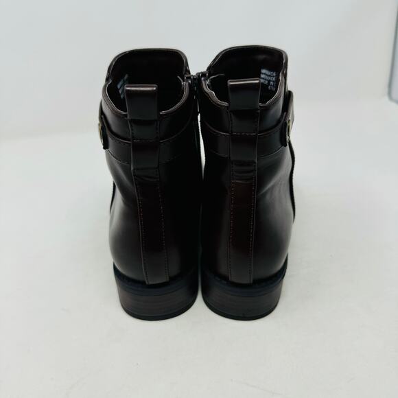 Ann Taylor Womens Ankle Leather Boots Round Toe Cherry Zipped Sides Sz 6.5 - Picture 8 of 15